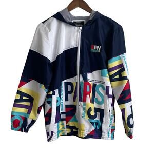Parish Nation Boys Jacket L Hooded Logo Color Block Full Zip Pockets Lightweight